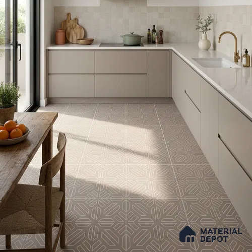 Moroccan Floor & Wall Tile TL 12606 Duomo 1 ft x 1 ft Ceramic Carving Matte Finish - 9.5 mm | Living Room, Kitchen Wall & Backsplashes, Dining & Bathroom