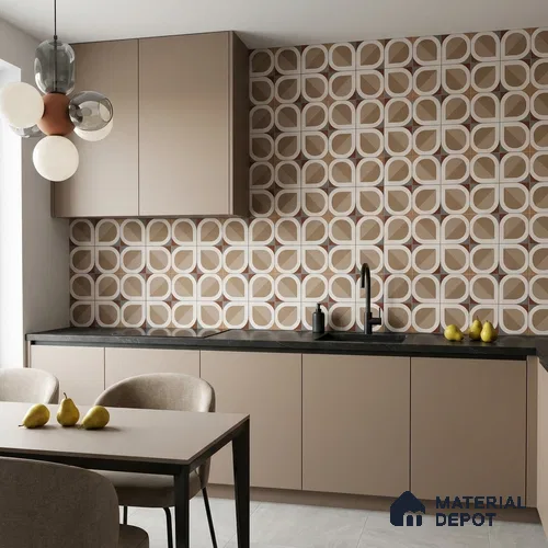 Moroccan Floor & Wall Tile TL 12607 Devon Brown 1 ft x 1 ft Ceramic Carving Matte Finish - 9.5 mm | Living Room, Kitchen Wall & Backsplashes, Dining & Bathroom