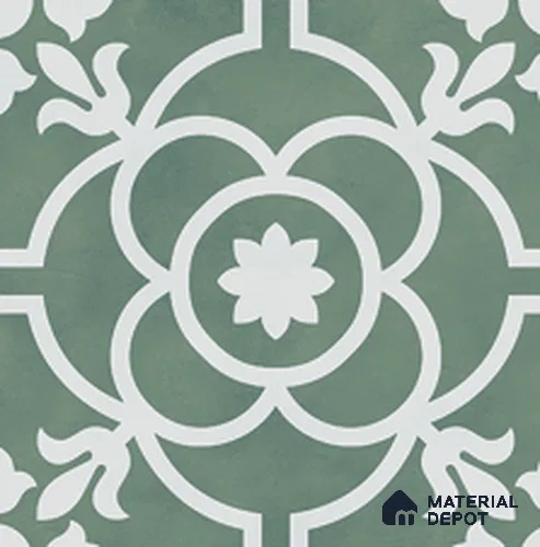 Moroccan Floor & Wall Tile TL 12608 B Centro Green 1 ft x 1 ft Ceramic Carving Matte Finish - 9.5 mm | Living Room, Kitchen Wall & Backsplashes, Dining & Bathroom