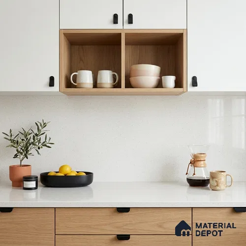 Terrazzo Counter Top Slab TL 12656 Galaxy White 8 ft x 2.62 ft Full Body Vitrified Glossy Finish - 15 mm | Suitable For Counter Top, Dining Table Top & Window Frame