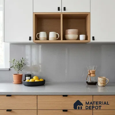 Terrazzo Counter Top Slab TL 12659 Galaxy Steel 8 ft x 2.62 ft Full Body Vitrified Glossy Finish - 15 mm | Suitable For Counter Top, Dining Table Top & Window Frame