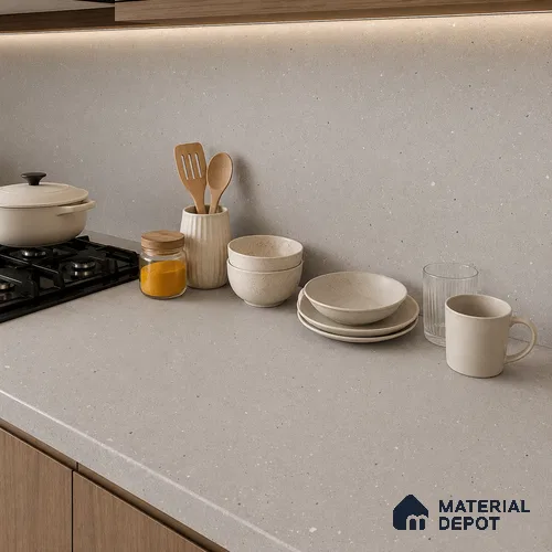 Terrazzo Large Format Slab TL 12666 B Pallazio Bronze 8 ft x 2.62 ft White Full Body Matte Finish - 15 mm | Suitable for Counter Top, Table Top & Window Frame
