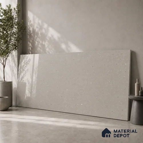 Terrazzo Large Format Slab TL 12666 Pallazio Bronze 8 ft x 2.62 ft White Full Body Glossy Finish - 15 mm | Suitable for Counter Top, Table Top & Window Frame