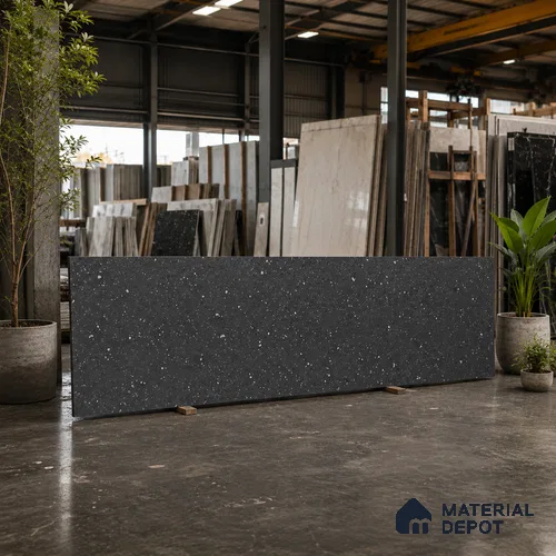 Terrazzo Large Format Slab TL 12668 B Pallazio Graphite 8 ft x 2.62 ft White Full Body Matte Finish - 15 mm | Suitable for Counter Top, Table Top & Window Frame