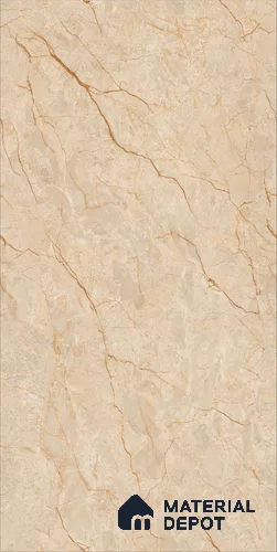 Marble Wall & Floor Tile TL 12684 B Cream 4 ft x 2 ft Glossy Finish Vitrified Tile - 9 mm | 4 Random Designs | Suitable For Living Room, Bedroom, Dining