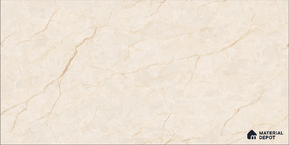 Marble Wall & Floor Tile TL 12684 Ivory 4 ft x 2 ft Glossy Finish Vitrified Tile - 9 mm | 4 Random Designs | Suitable For Living Room, Bedroom, Dining