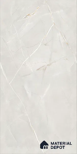 Marble Wall & Floor Tile TL 12685 White 4 ft x 2 ft Glossy Finish Vitrified Tile - 9 mm | 4 Random Designs | Suitable For Living Room, Bedroom, Dining
