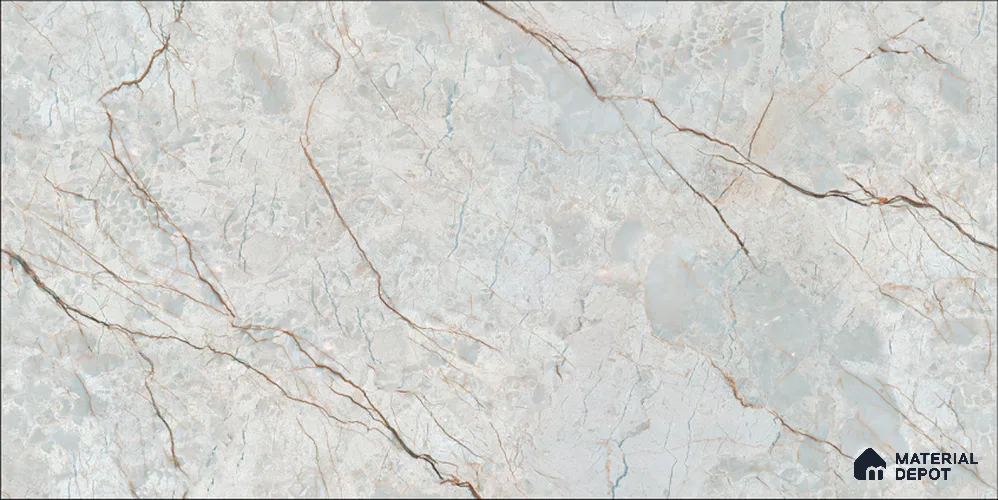 Marble Wall & Floor Tile TL 12686 Grey 4 ft x 2 ft Glossy Finish Vitrified Tile - 9 mm | 4 Random Designs | Suitable For Living Room, Bedroom, Dining