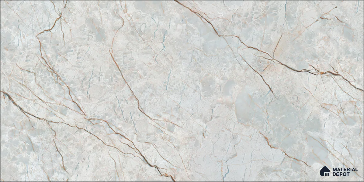 Marble Wall & Floor Tile TL 12686 Grey 4 ft x 2 ft Glossy Finish Vitrified Tile - 9 mm | 4 Random Designs | Suitable For Living Room, Bedroom, Dining