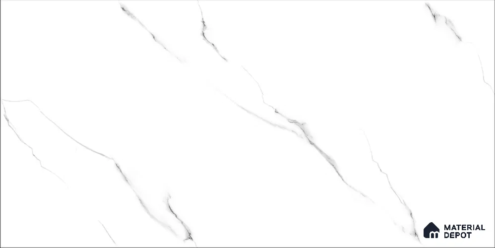 Marble Wall & Floor Tile TL 12689 White 4 ft x 2 ft Glossy Finish Vitrified Tile - 9 mm | 4 Random Designs | Suitable For Living Room, Bedroom, Dining