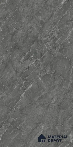 Marble Wall & Floor Tile TL 12690 B Black 4 ft x 2 ft Glossy Finish Vitrified Tile - 9 mm | 4 Random Designs | Suitable For Living Room, Bedroom, Dining