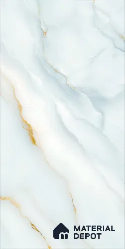 Marble Wall & Floor Tile TL 12693 B White 4 ft x 2 ft Glossy Finish Vitrified Tile - 9 mm | 4 Random Designs | Suitable For Living Room, Bedroom, Dining