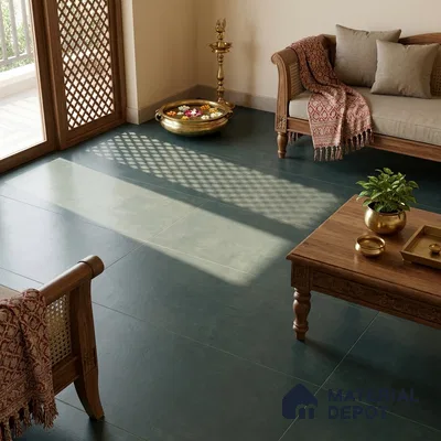 Rustic Wall & Floor Tile TL 12696 Aqua 4 ft x 2 ft Punch Matte Finish Vitrified Tile - 9 mm | Suitable For Living Room, Bedroom, Kitchen