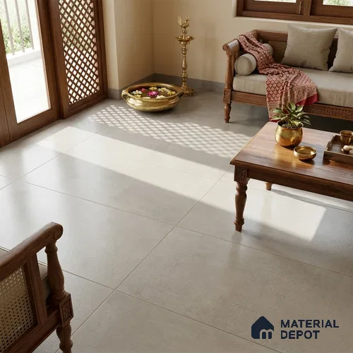 Cement Floor & Wall Tile TL 12696 C Mystic Bianco 4 ft x 2 ft Punch Matte Finish Vitrified Tile - 9 mm
