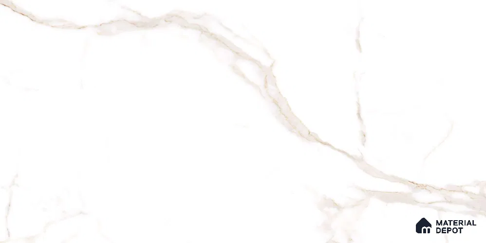 Marble Wall & Floor Tile TL 12698 White 4 ft x 2 ft Glossy Finish Vitrified Tile - 9 mm | 6 Random Designs | Suitable For Living Room, Bedroom, Dining