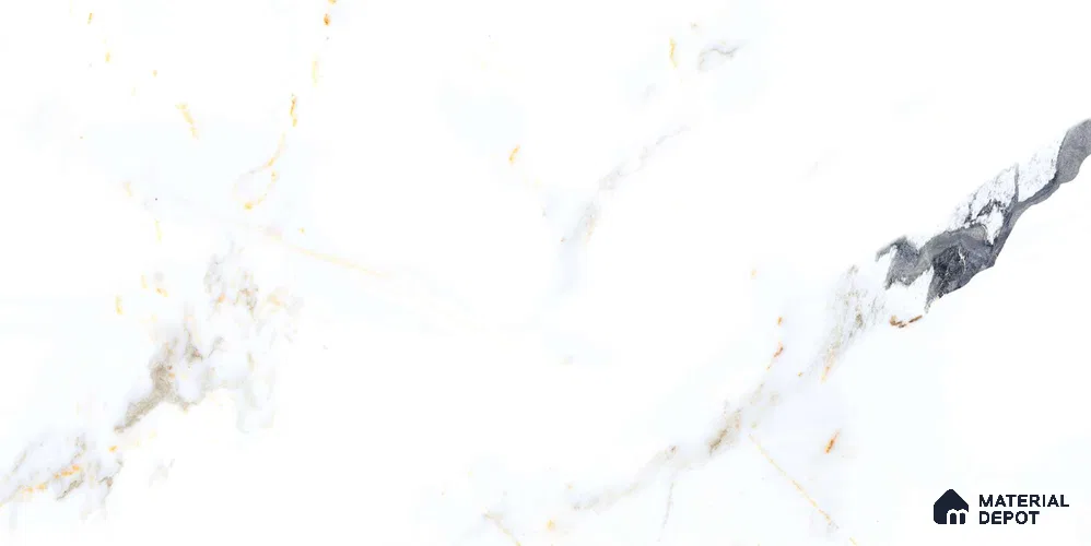 Marble Wall & Floor Tile TL 12699 White 4 ft x 2 ft Glossy Finish Vitrified Tile - 9 mm | 4 Random Designs | Suitable For Living Room, Bedroom, Dining