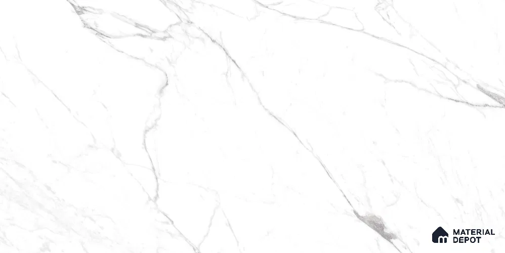 Marble Wall & Floor Tile TL 12700 White 4 ft x 2 ft Glossy Finish Vitrified Tile - 9 mm | 6 Random Designs | Suitable For Living Room, Bedroom, Dining
