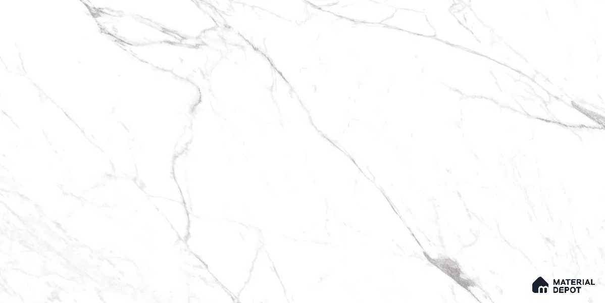 Marble Wall & Floor Tile TL 12700 White 4 ft x 2 ft Glossy Finish Vitrified Tile - 9 mm | 6 Random Designs | Suitable For Living Room, Bedroom, Dining