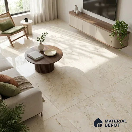 Marble Wall & Floor Tile TL 12702 Beige 4 ft x 2 ft Glossy Finish Vitrified Tile - 9 mm | 3 Random Designs | Suitable For Living Room, Bedroom, Dining