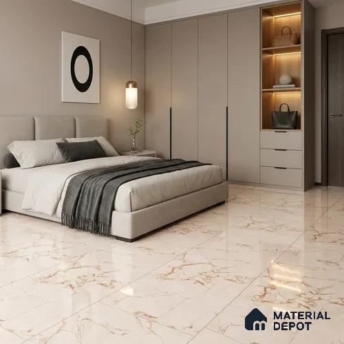 Marble Wall & Floor Tile TL 12702 B Cream 4 ft x 2 ft Glossy Finish Vitrified Tile - 9 mm | 3 Random Designs | Suitable For Living Room, Bedroom, Dining