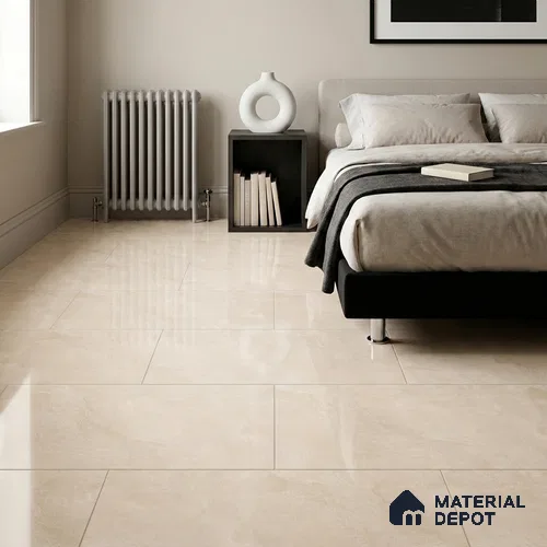 Marble Wall & Floor Tile TL 12703 Beige 4 ft x 2 ft Glossy Finish Vitrified Tile - 9 mm | 6 Random Designs | Suitable For Living Room, Bedroom, Dining
