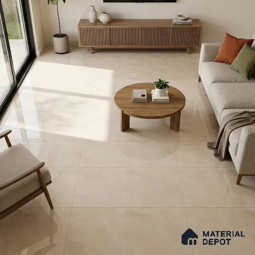 Marble Wall & Floor Tile TL 12703 Beige 4 ft x 2 ft Glossy Finish Vitrified Tile - 9 mm | 6 Random Designs | Suitable For Living Room, Bedroom, Dining