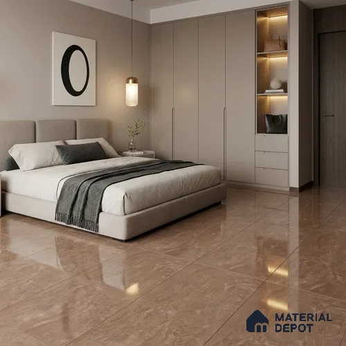 Marble Wall & Floor Tile TL 12703 B Brown 4 ft x 2 ft Glossy Finish Vitrified Tile - 9 mm | 6 Random Designs | Suitable For Living Room, Bedroom, Dining