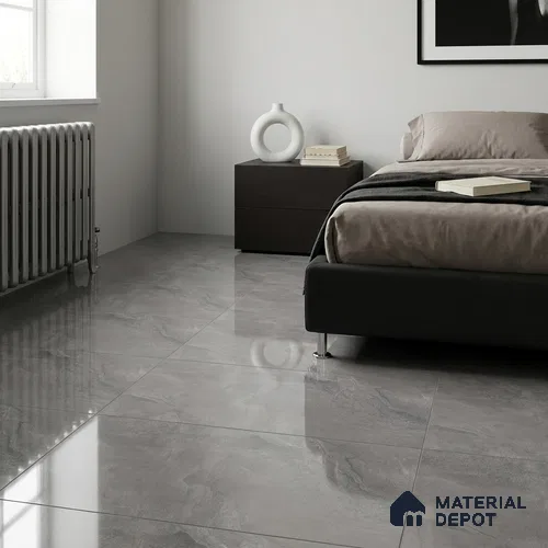 Marble Wall & Floor Tile TL 12703 D Grey 4 ft x 2 ft Glossy Finish Vitrified Tile - 9 mm | 6 Random Designs | Suitable For Living Room, Bedroom, Dining