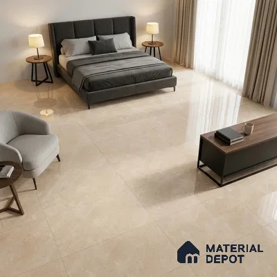 Marble Wall & Floor Tile TL 12704 Beige 4 ft x 2 ft Glossy Finish Vitrified Tile - 9 mm | 6 Random Designs | Suitable For Living Room, Bedroom, Dining