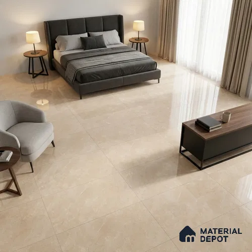 Marble Wall & Floor Tile TL 12704 Beige 4 ft x 2 ft Glossy Finish Vitrified Tile - 9 mm | 6 Random Designs | Suitable For Living Room, Bedroom, Dining