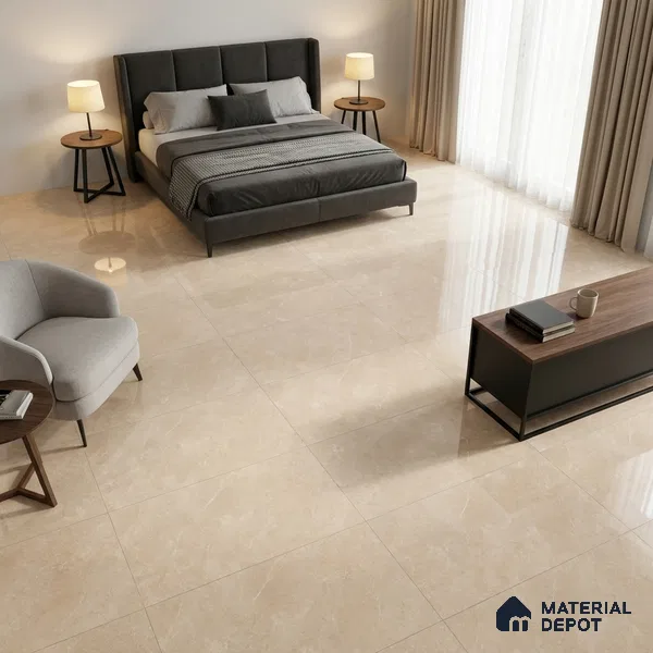 Marble Wall & Floor Tile TL 12704 Beige 4 ft x 2 ft Glossy Finish Vitrified Tile - 9 mm | 6 Random Designs | Suitable For Living Room, Bedroom, Dining
