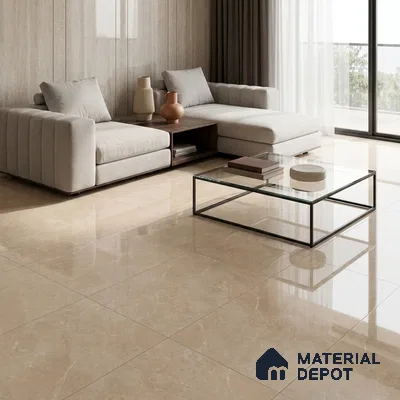 Marble Wall & Floor Tile TL 12704 Beige 4 ft x 2 ft Glossy Finish Vitrified Tile - 9 mm | 6 Random Designs | Suitable For Living Room, Bedroom, Dining