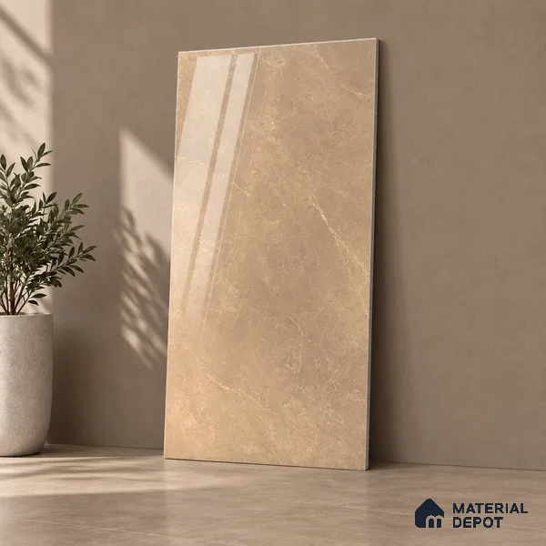 Marble Wall & Floor Tile TL 12704 B Brown 4 ft x 2 ft Glossy Finish Vitrified Tile - 9 mm | 6 Random Designs | Suitable For Living Room, Bedroom, Dining
