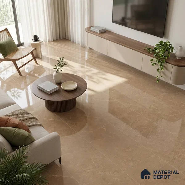 Marble Wall & Floor Tile TL 12704 B Brown 4 ft x 2 ft Glossy Finish Vitrified Tile - 9 mm | 6 Random Designs | Suitable For Living Room, Bedroom, Dining