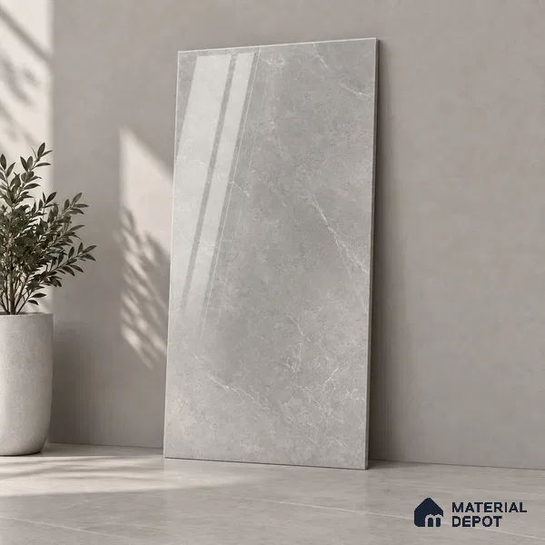 Marble Wall & Floor Tile TL 12704 D Grey 4 ft x 2 ft Glossy Finish Vitrified Tile - 9 mm | 6 Random Designs | Suitable For Living Room, Bedroom, Dining