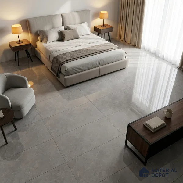 Marble Wall & Floor Tile TL 12704 D Grey 4 ft x 2 ft Glossy Finish Vitrified Tile - 9 mm | 6 Random Designs | Suitable For Living Room, Bedroom, Dining