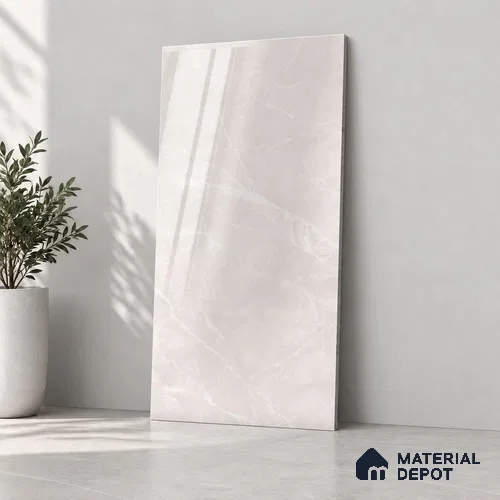 Marble Wall & Floor Tile TL 12706 C Bianco 4 ft x 2 ft Glossy Finish Vitrified Tile - 9 mm | 5 Random Designs | Suitable For Living Room, Bedroom, Dining