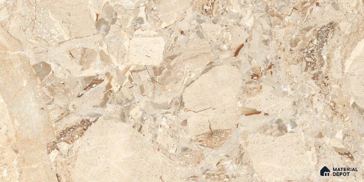Marble Wall & Floor Tile TL 12707 Beige 4 ft x 2 ft Glossy Finish Vitrified Tile - 9 mm | 3 Random Designs | Suitable For Living Room, Bedroom, Dining