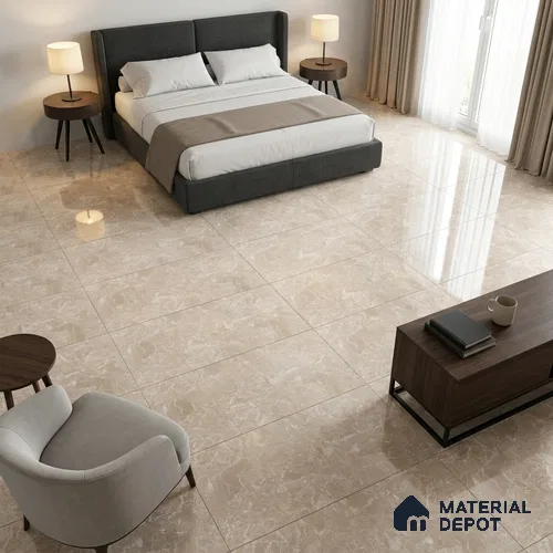 Marble Wall & Floor Tile TL 12708 Beige 4 ft x 2 ft Glossy Finish Vitrified Tile - 9 mm | 5 Random Designs | Suitable For Living Room, Bedroom, Dining