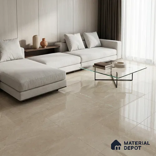 Marble Wall & Floor Tile TL 12708 Beige 4 ft x 2 ft Glossy Finish Vitrified Tile - 9 mm | 5 Random Designs | Suitable For Living Room, Bedroom, Dining
