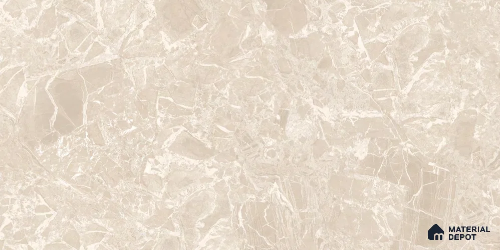 Marble Wall & Floor Tile TL 12708 Beige 4 ft x 2 ft Glossy Finish Vitrified Tile - 9 mm | 5 Random Designs | Suitable For Living Room, Bedroom, Dining