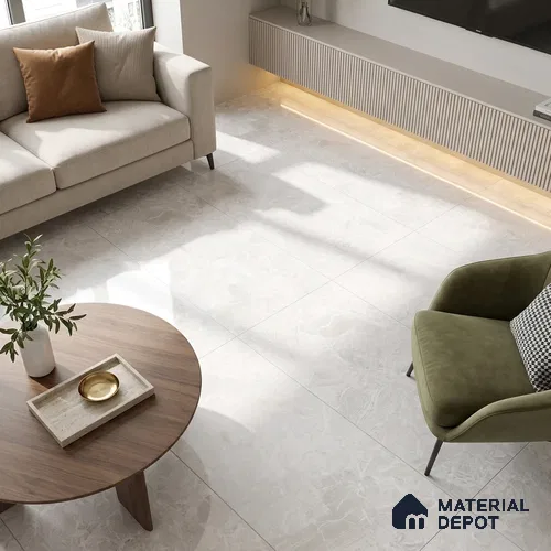 Marble Wall & Floor Tile TL 12708 B Bianco 4 ft x 2 ft Glossy Finish Vitrified Tile - 9 mm | 5 Random Designs | Suitable For Living Room, Bedroom, Dining