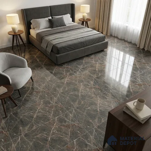 Marble Wall & Floor Tile TL 12709 Nut 4 ft x 2 ft Glossy Finish Vitrified Tile - 9 mm | 4 Random Designs | Suitable For Living Room, Bedroom, Dining