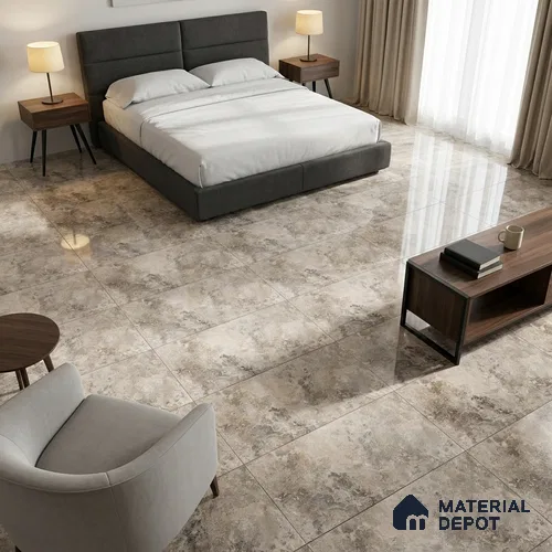 Stone Wall & Floor Tile TL 12711 Black 4 ft x 2 ft Glossy Finish Vitrified Tile - 9 mm | 4 Random Designs | Suitable for Living Room, Dining, Feature / Accent Walls