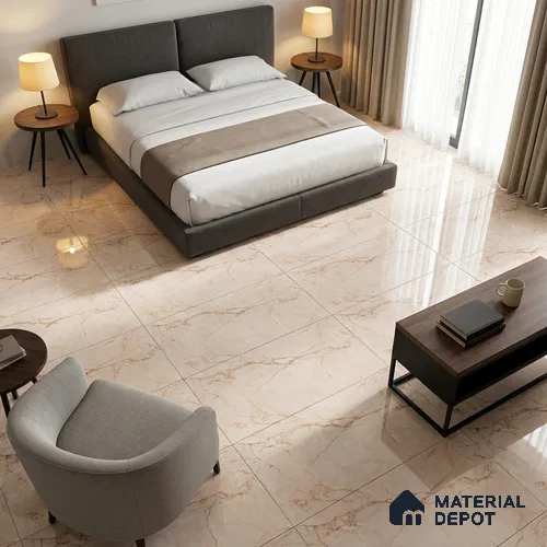Marble Wall & Floor Tile TL 12713 Cream 4 ft x 2 ft Glossy Finish Vitrified Tile - 9 mm | 3 Random Designs | Suitable For Living Room, Bedroom, Dining