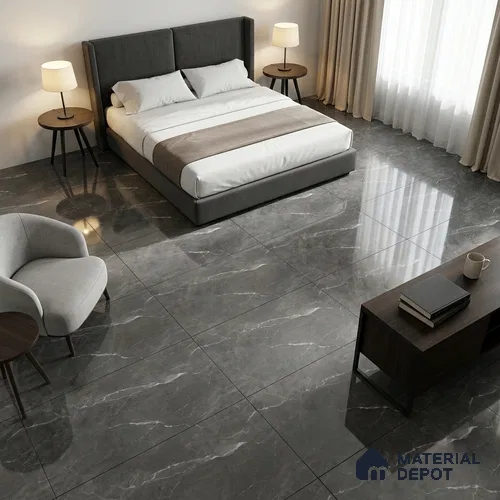 Marble Wall & Floor Tile TL 12714 Grey 4 ft x 2 ft Glossy Finish Vitrified Tile - 9 mm | 3 Random Designs | Suitable For Living Room, Bedroom, Dining