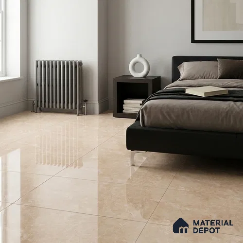 Marble Wall & Floor Tile TL 12715 Ivory 4 ft x 2 ft Glossy Finish Vitrified Tile - 9 mm | 4 Random Designs | Suitable For Living Room, Bedroom, Dining