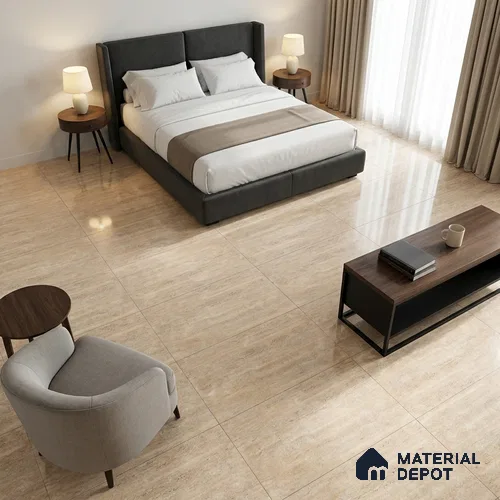 Stone Wall & Floor Tile TL 12717 Beige 4 ft x 2 ft Glossy Finish Vitrified Tile - 9 mm | 4 Random Designs | Suitable for Living Room, Dining, Feature / Accent Walls