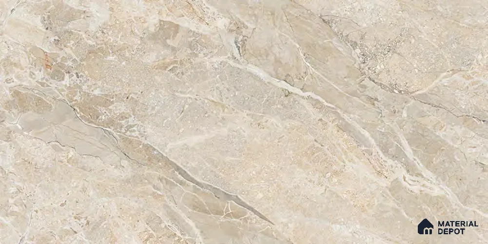 Marble Wall & Floor Tile TL 12718 Cream 4 ft x 2 ft Glossy Finish Vitrified Tile - 9 mm | 4 Random Designs | Suitable For Living Room, Bedroom, Dining