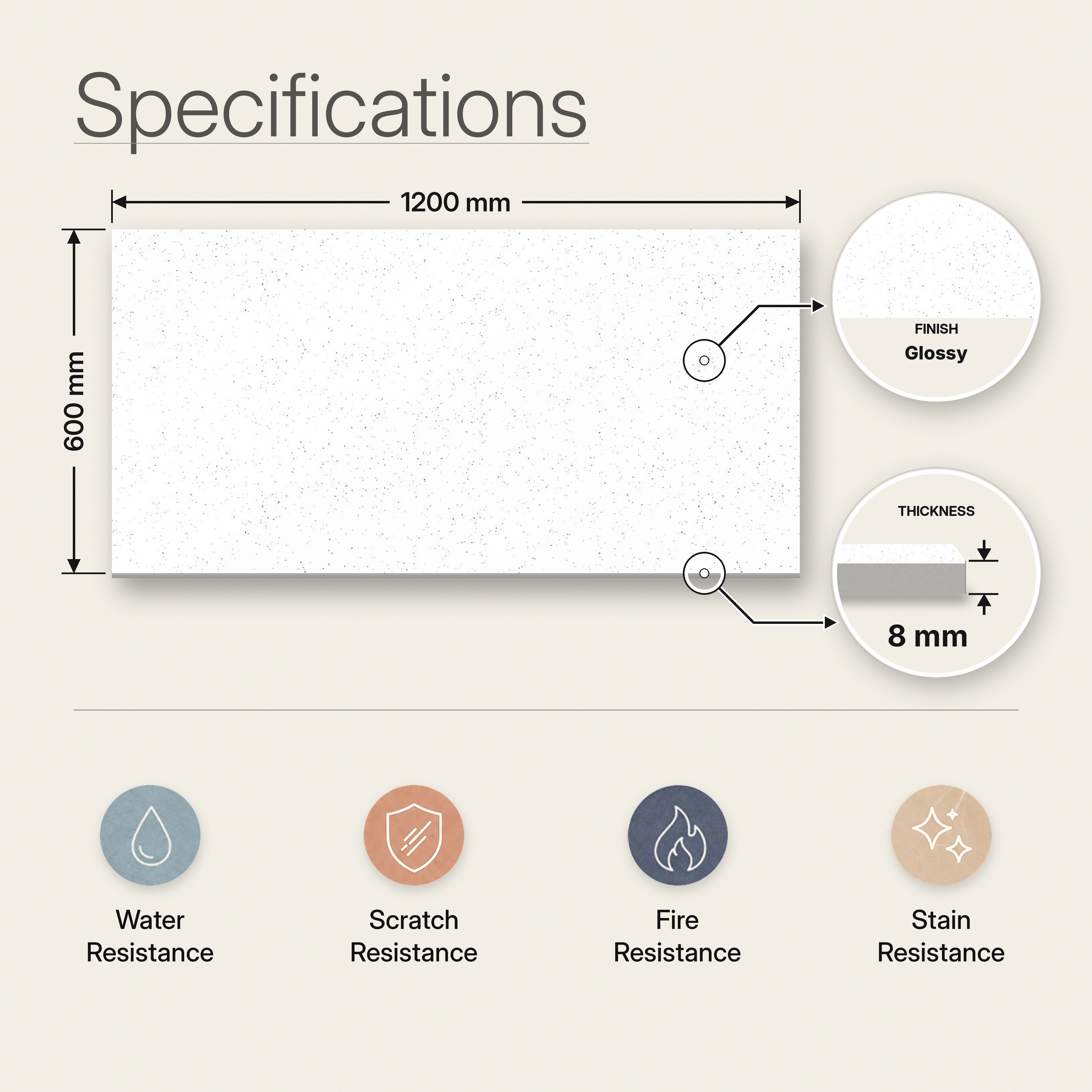 Terrazzo Floor & Wall Tile TL 12719 Penta White 4 ft x 2 ft Glossy Finish Vitrified Tile - 8 mm | 1 Random Design